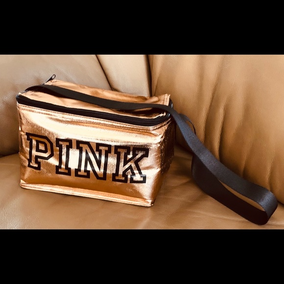 Victoria’s Secret PINK Metallic Cooler, Lunch Bag With Shoulder Strap, EUC - Picture 9 of 10